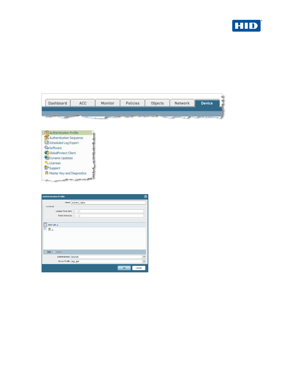 Authentication profile | HID Palo Alto Networks and ActivID AAA User Manual | Page 6 / 26
