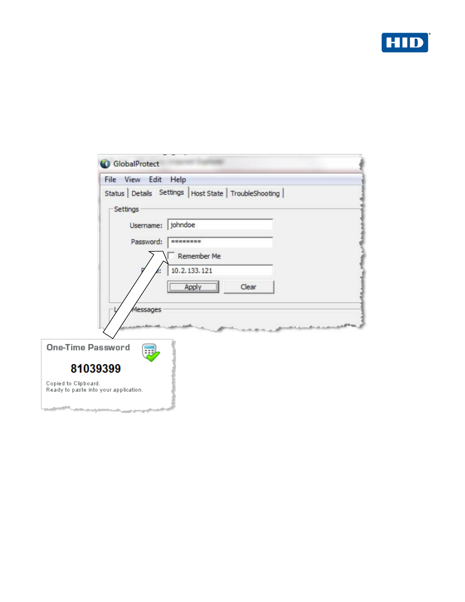 Sample authentication, 0 sample authentication | HID Palo Alto Networks and ActivID AS User Manual | Page 29 / 31