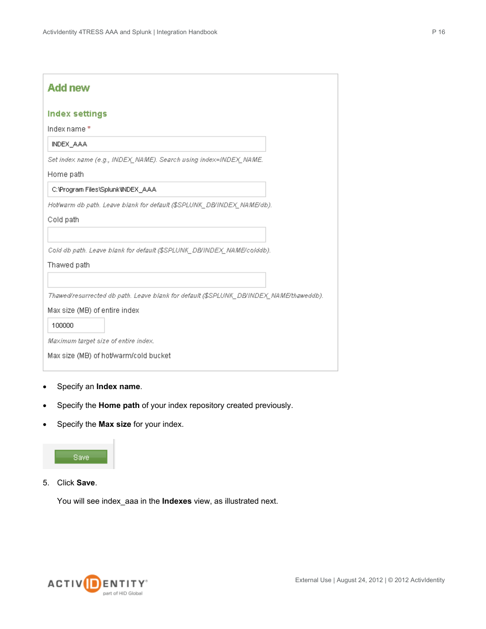 HID Splunk and AAA Server User Manual | Page 16 / 33