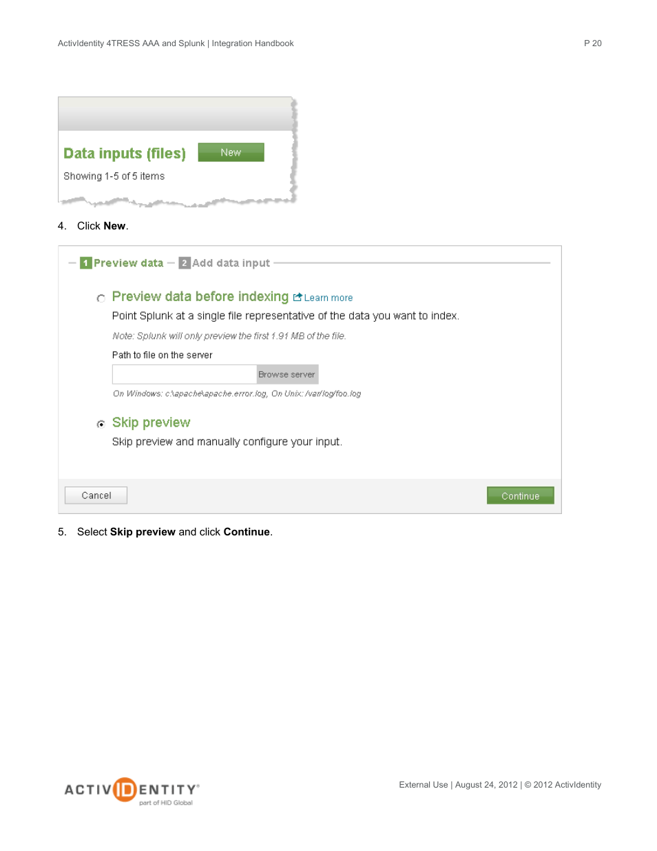 HID Splunk and AAA Server User Manual | Page 20 / 33