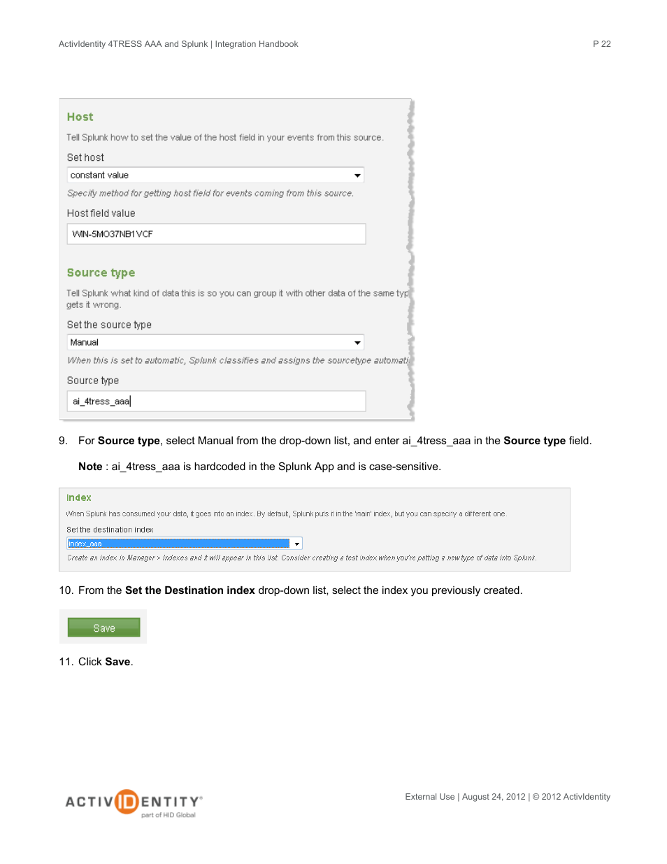 HID Splunk and AAA Server User Manual | Page 22 / 33