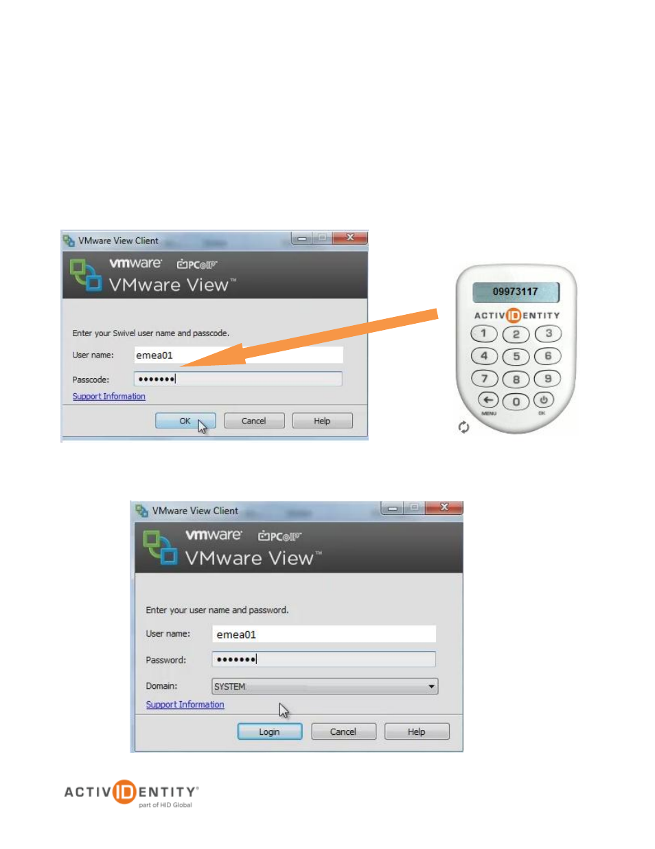Sample authentication | HID VMware View and AAA Server User Manual | Page 11 / 12