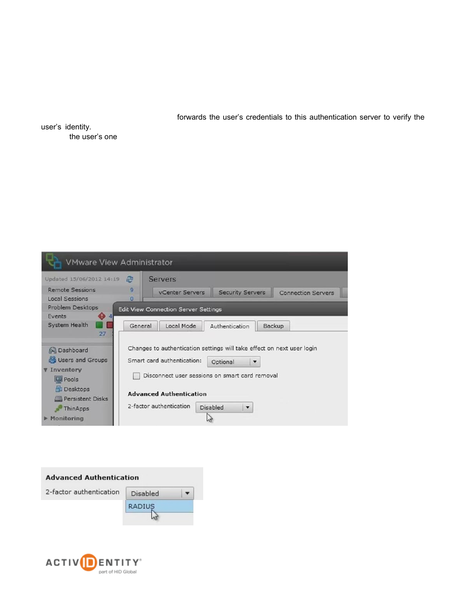 Vmware view configuration, Procedure 1 : create new radius server instance | HID VMware View and AAA Server User Manual | Page 4 / 12