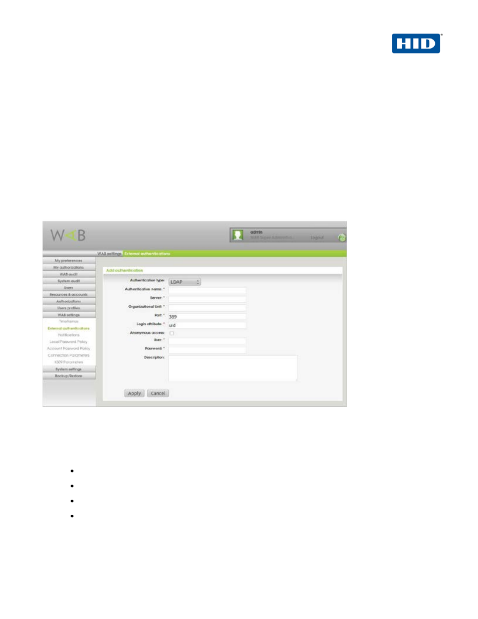 0 adminbastion configuration, 1 procedure 1: create new radius server instance, Adminbastion configuration | Procedure 1: create new radius server instance | HID Wallix and ActivID AAA User Manual | Page 4 / 12