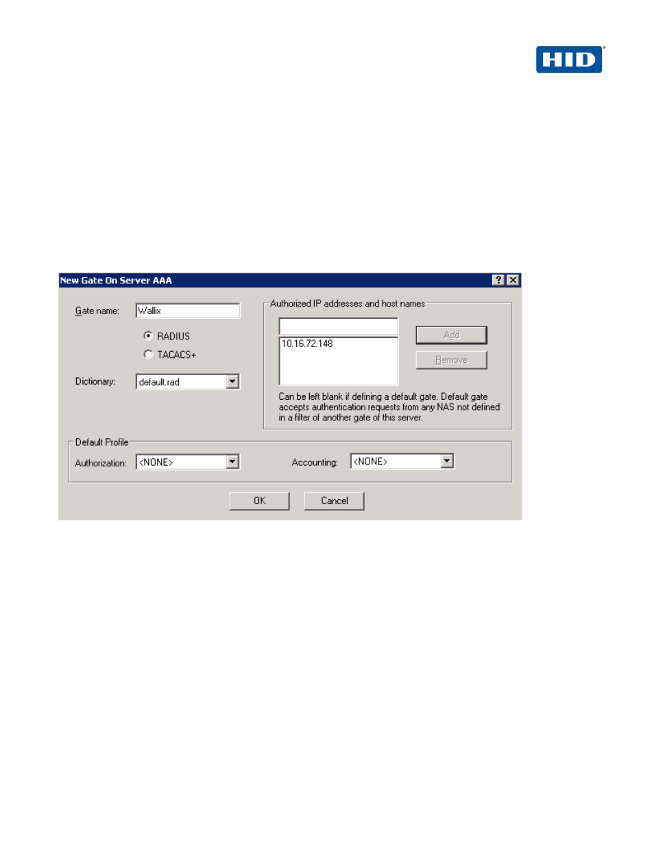 0 aaa configuration, 1 procedure 1: configure the wallix gate, Aaa configuration | Procedure 1: configure the wallix gate | HID Wallix and ActivID AAA User Manual | Page 7 / 12