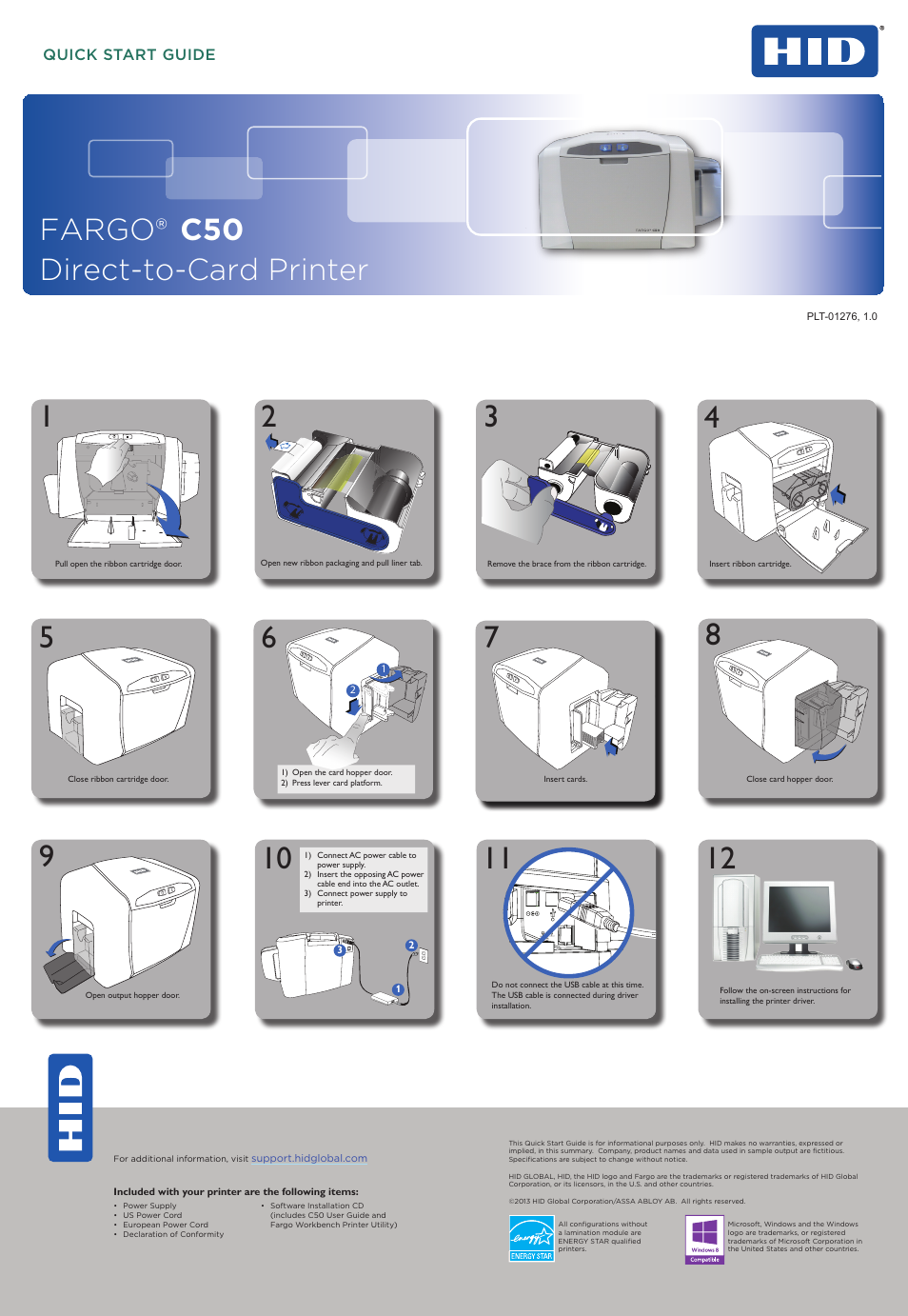 HID FARGO C50 Quick Start Guide User Manual | 1 page