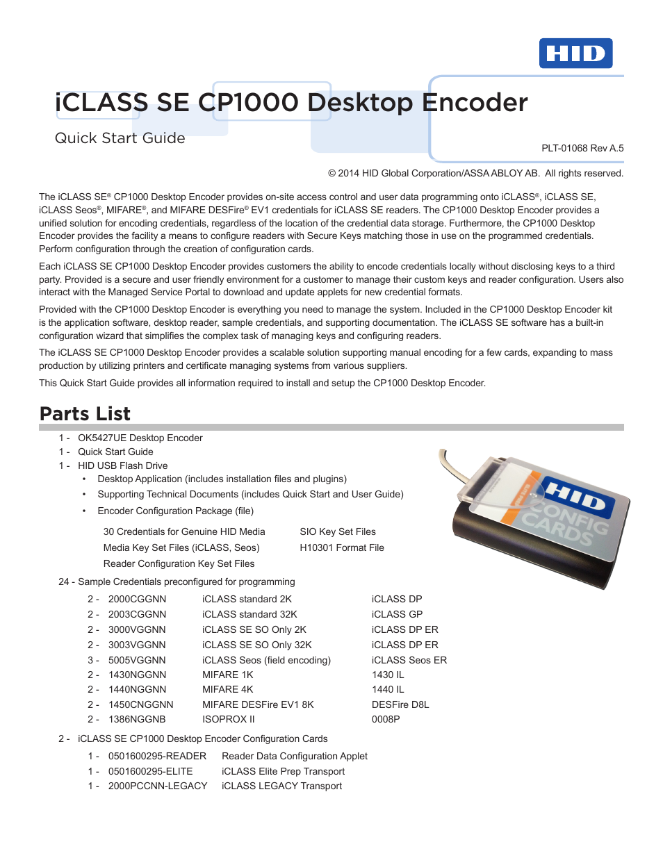 HID iCLASS SE Encoder Quick Start Guide User Manual | 6 pages