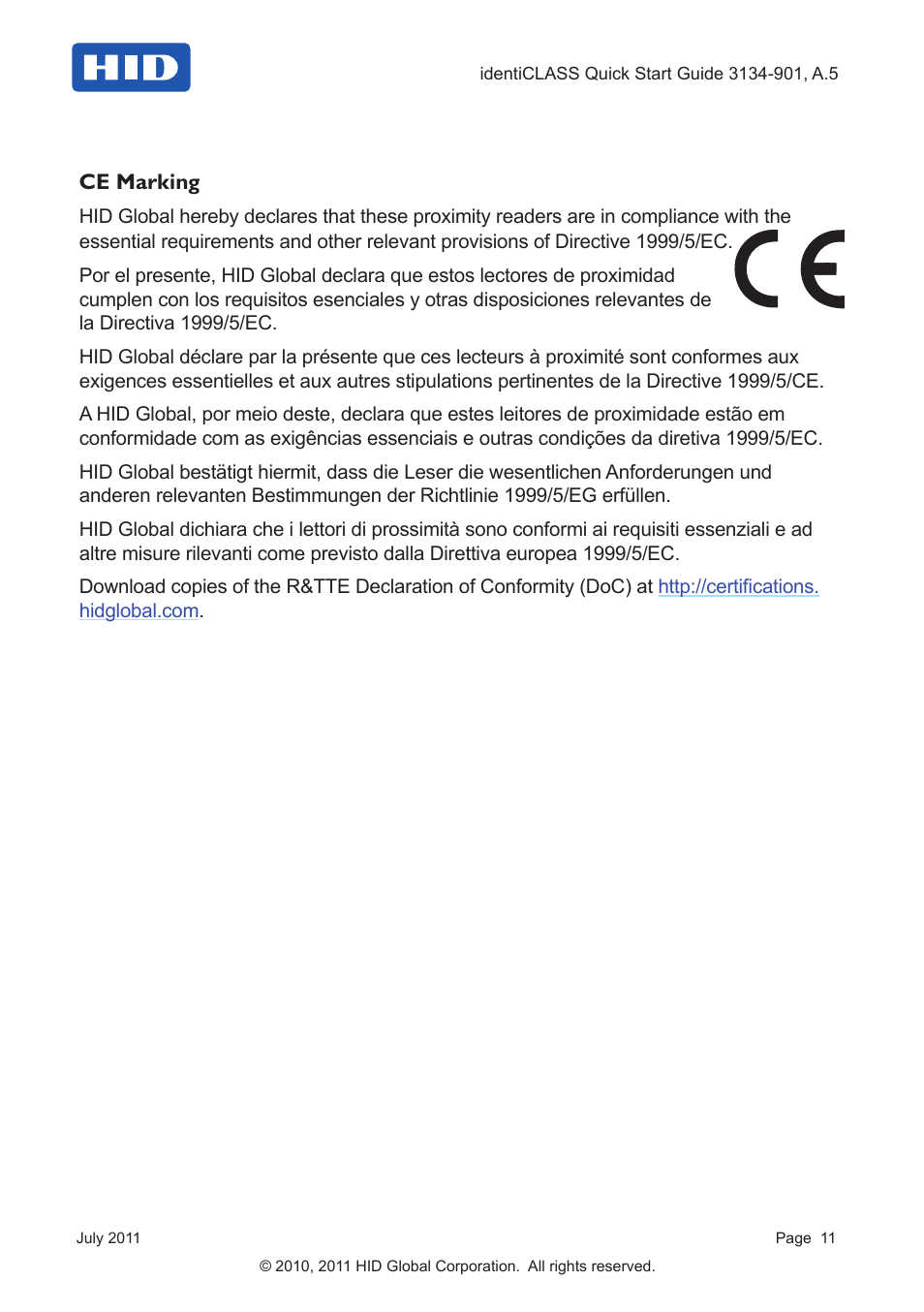 HID identiCLASS DTK Quick Start Guide User Manual | Page 11 / 12