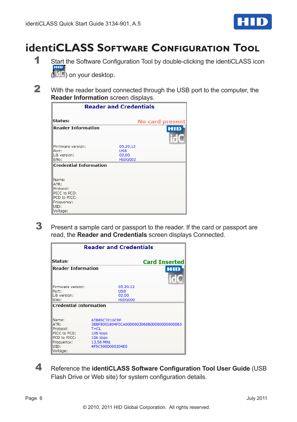 Identiclass software configuration tool | HID identiCLASS DTK Quick Start Guide User Manual | Page 6 / 12