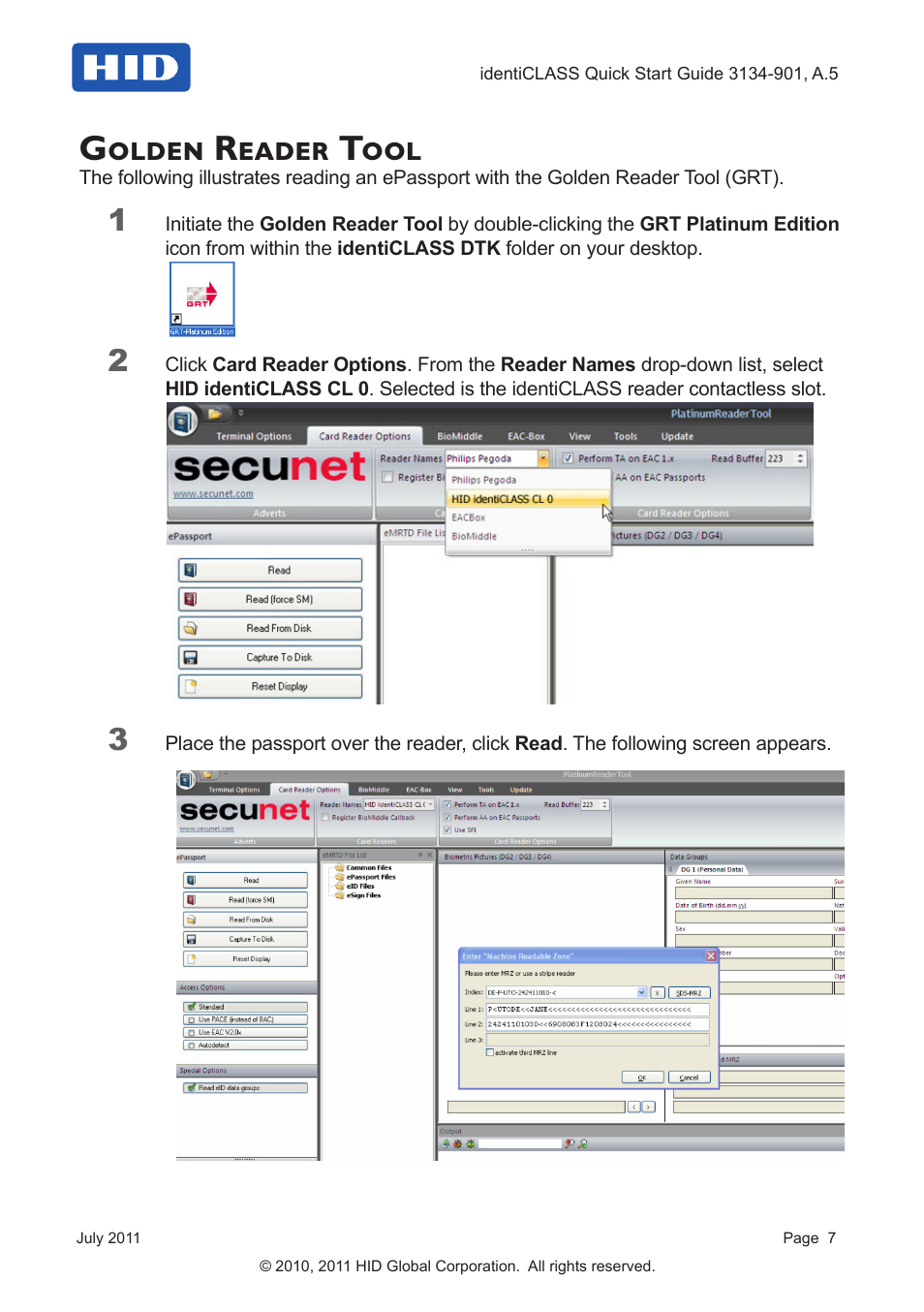 Golden reader tool | HID identiCLASS DTK Quick Start Guide User Manual | Page 7 / 12