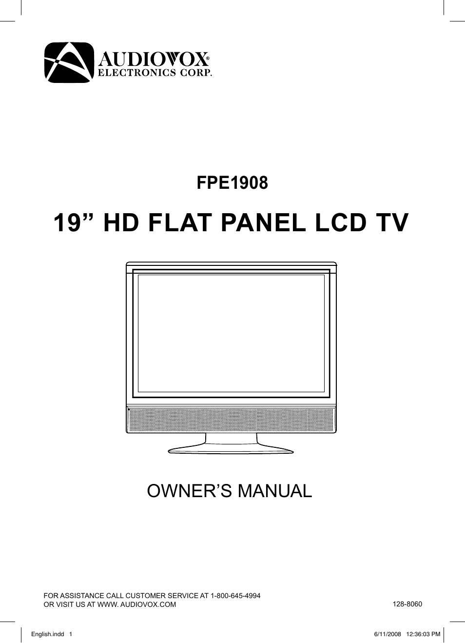 Audiovox FPE1908 User Manual | 19 pages