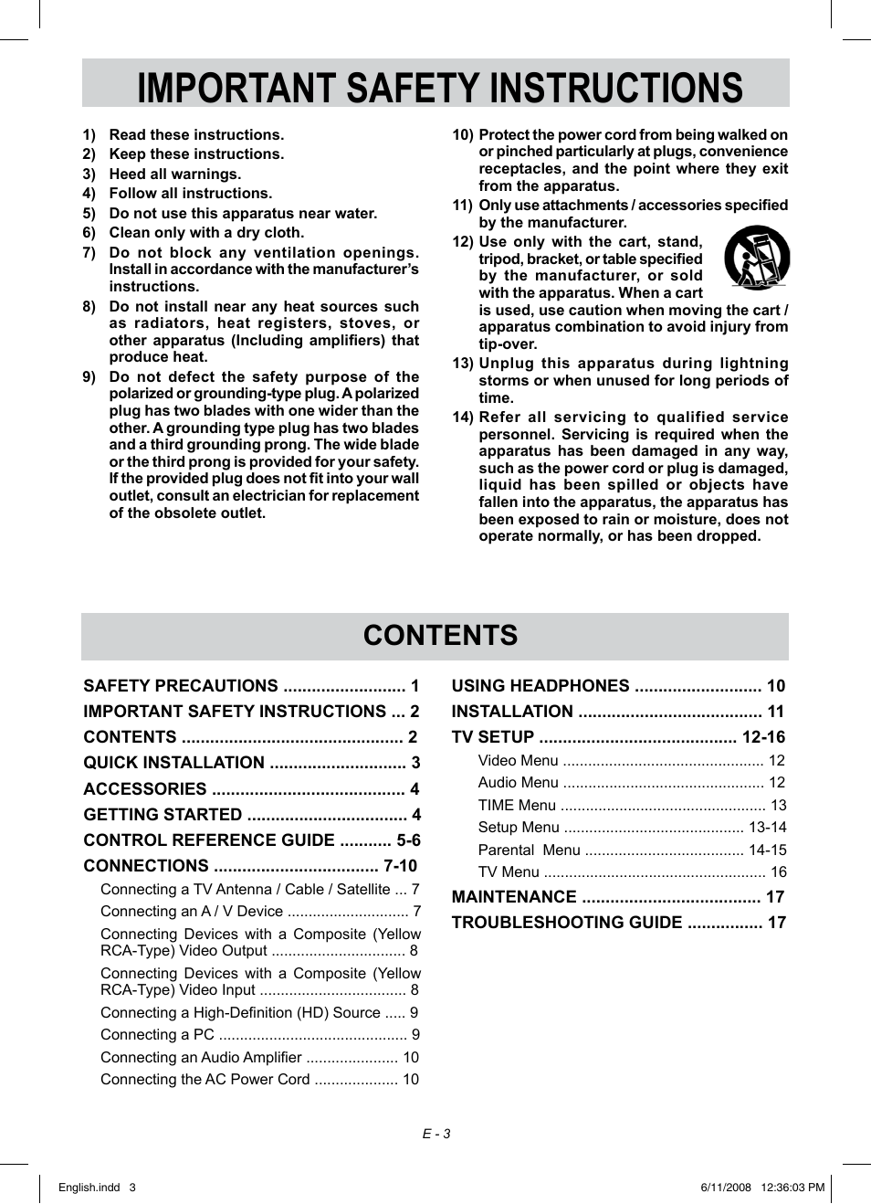 Audiovox FPE1908 User Manual | Page 3 / 19
