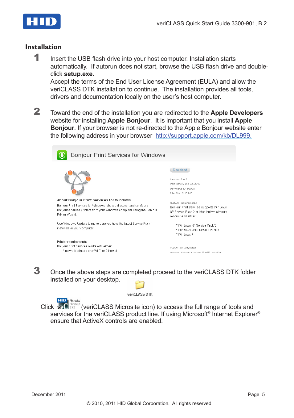 Installation | HID veriCLASS Reader Platform Quick Start Guide User Manual | Page 5 / 8