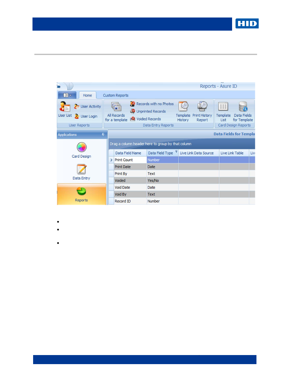 6 reports application, 1 user reports, Reports application | User reports, 6reports application | HID Asure ID 7.5 User Guide User Manual | Page 34 / 44