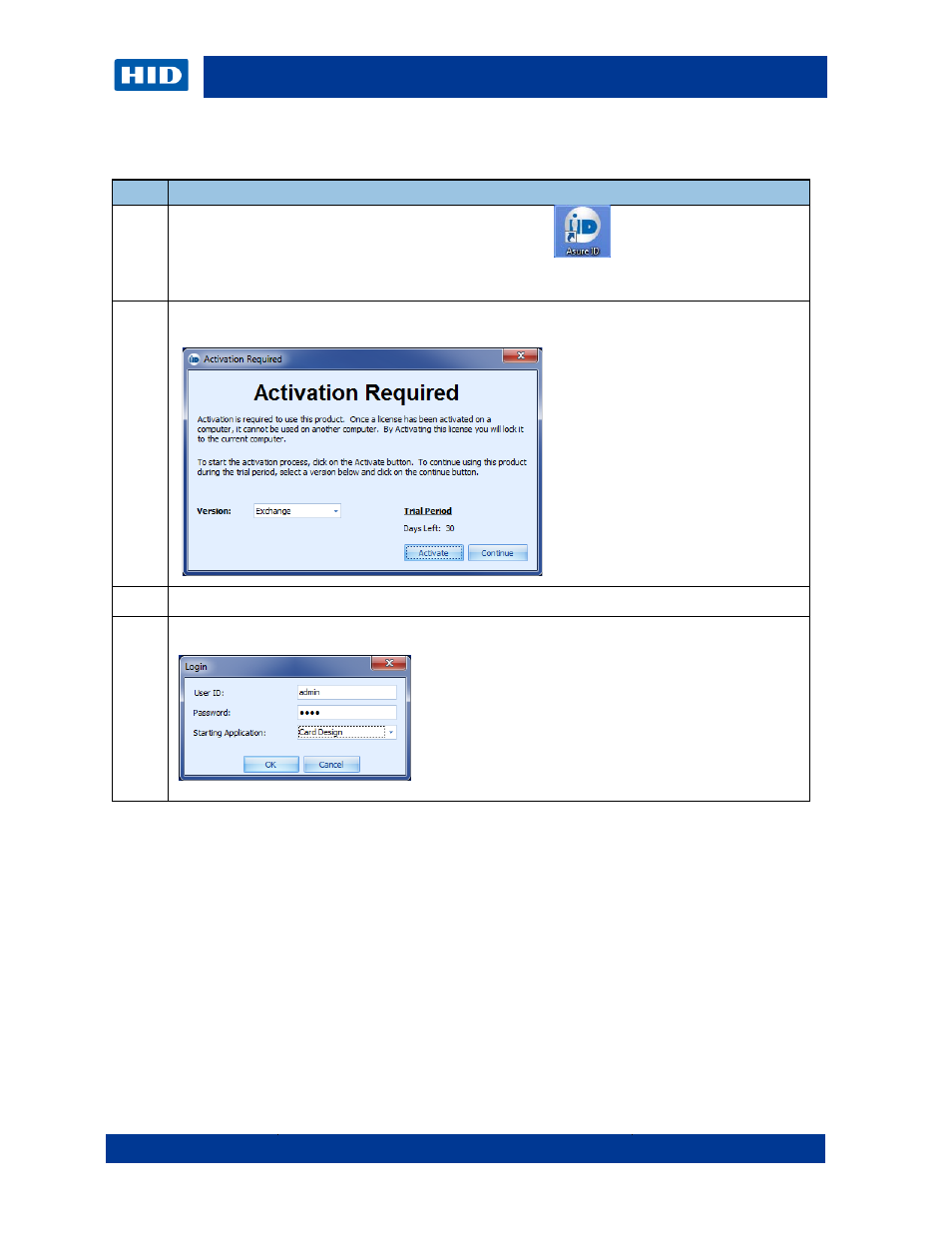 2 initial login, Initial login | HID Asure ID 7.5 User Guide User Manual | Page 9 / 44