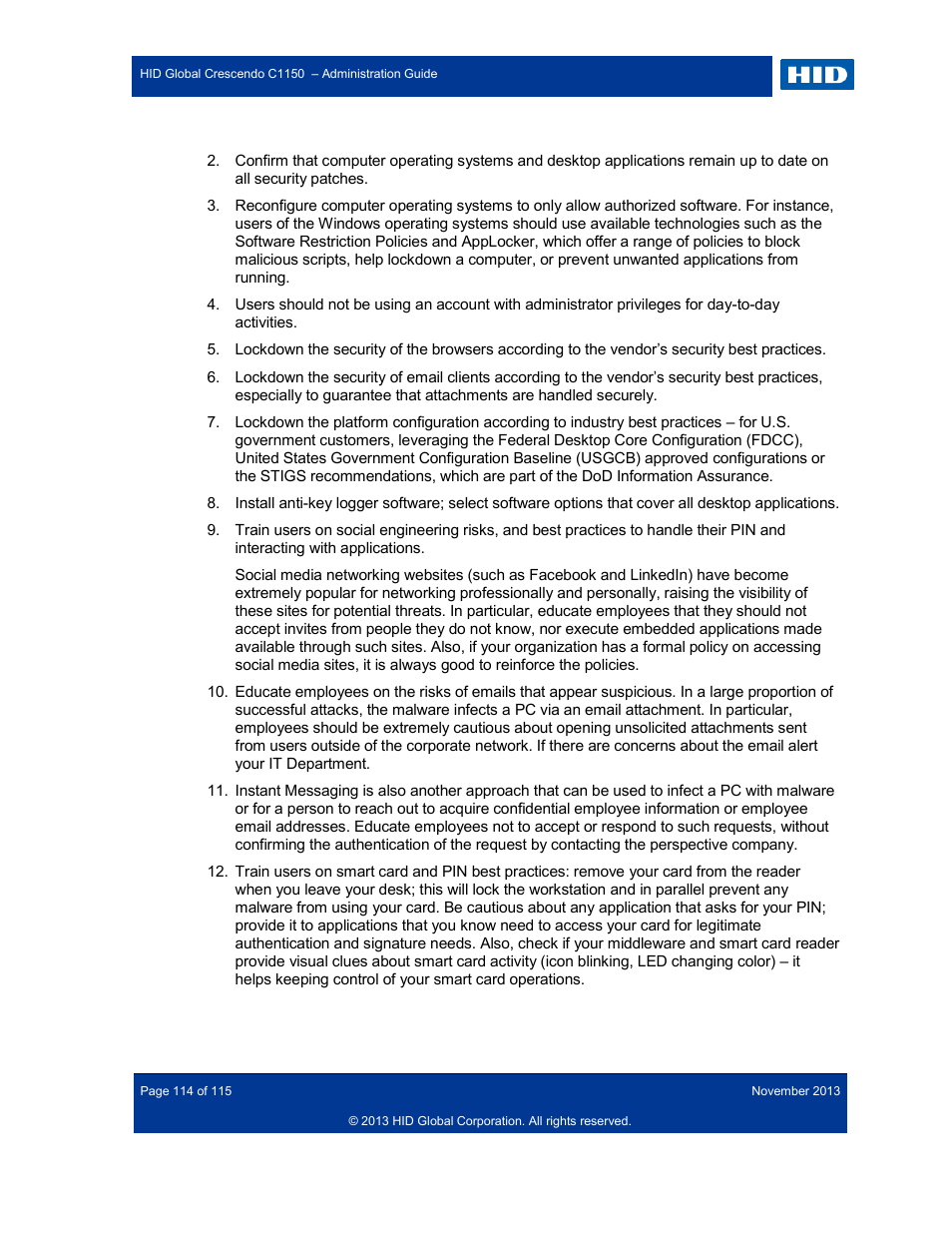 HID Crescendo C1150 Administration Guide User Manual | Page 114 / 115