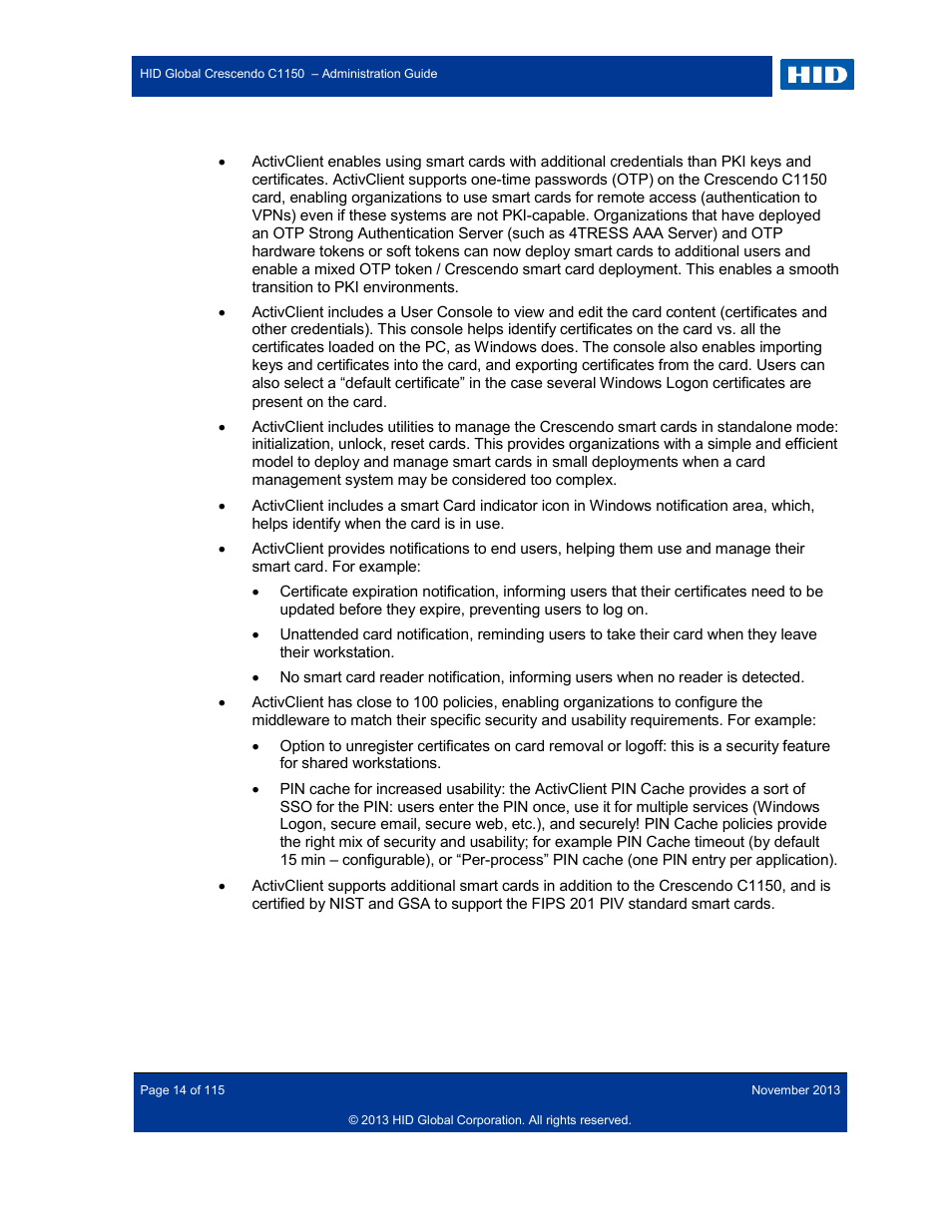 HID Crescendo C1150 Administration Guide User Manual | Page 14 / 115