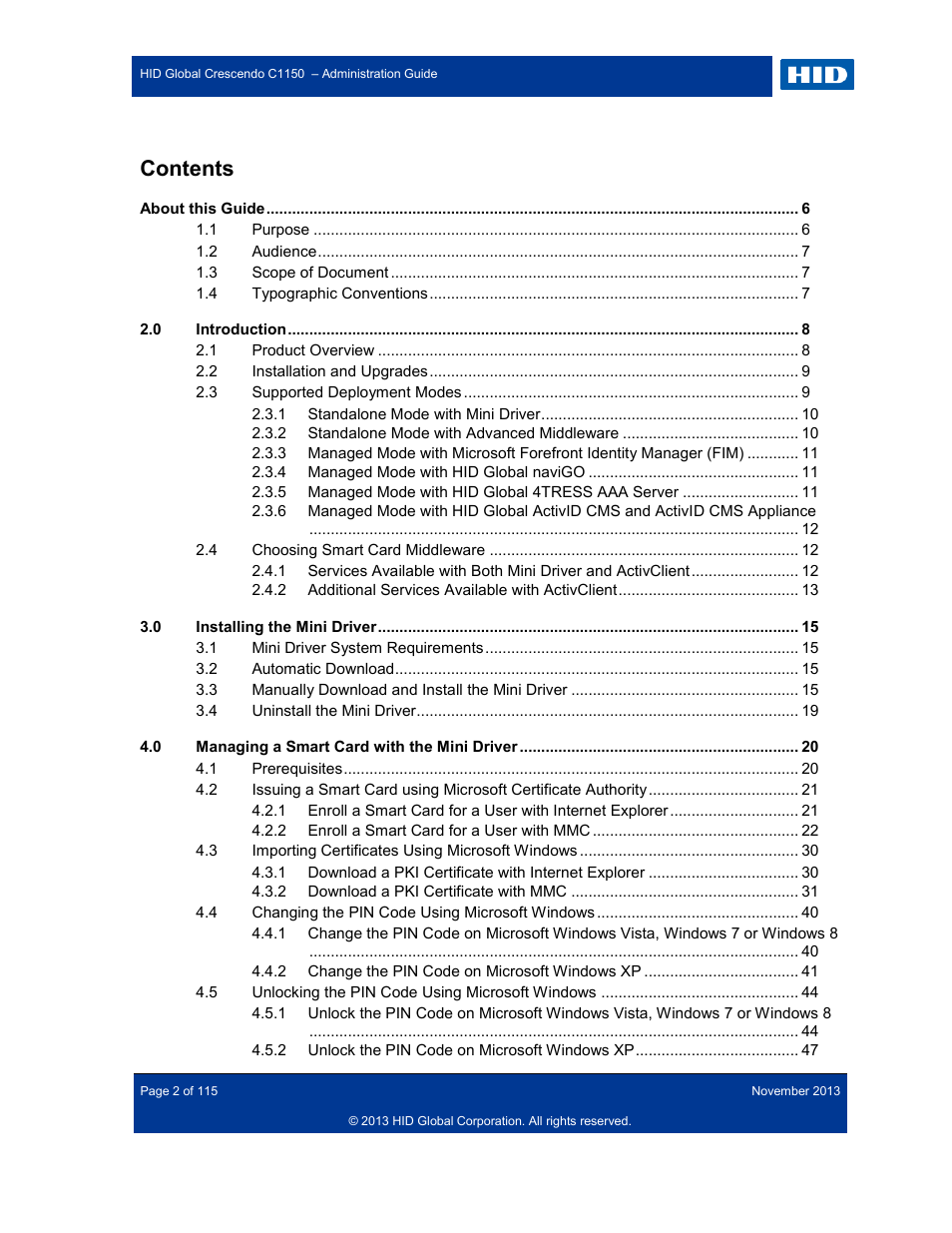 HID Crescendo C1150 Administration Guide User Manual | Page 2 / 115