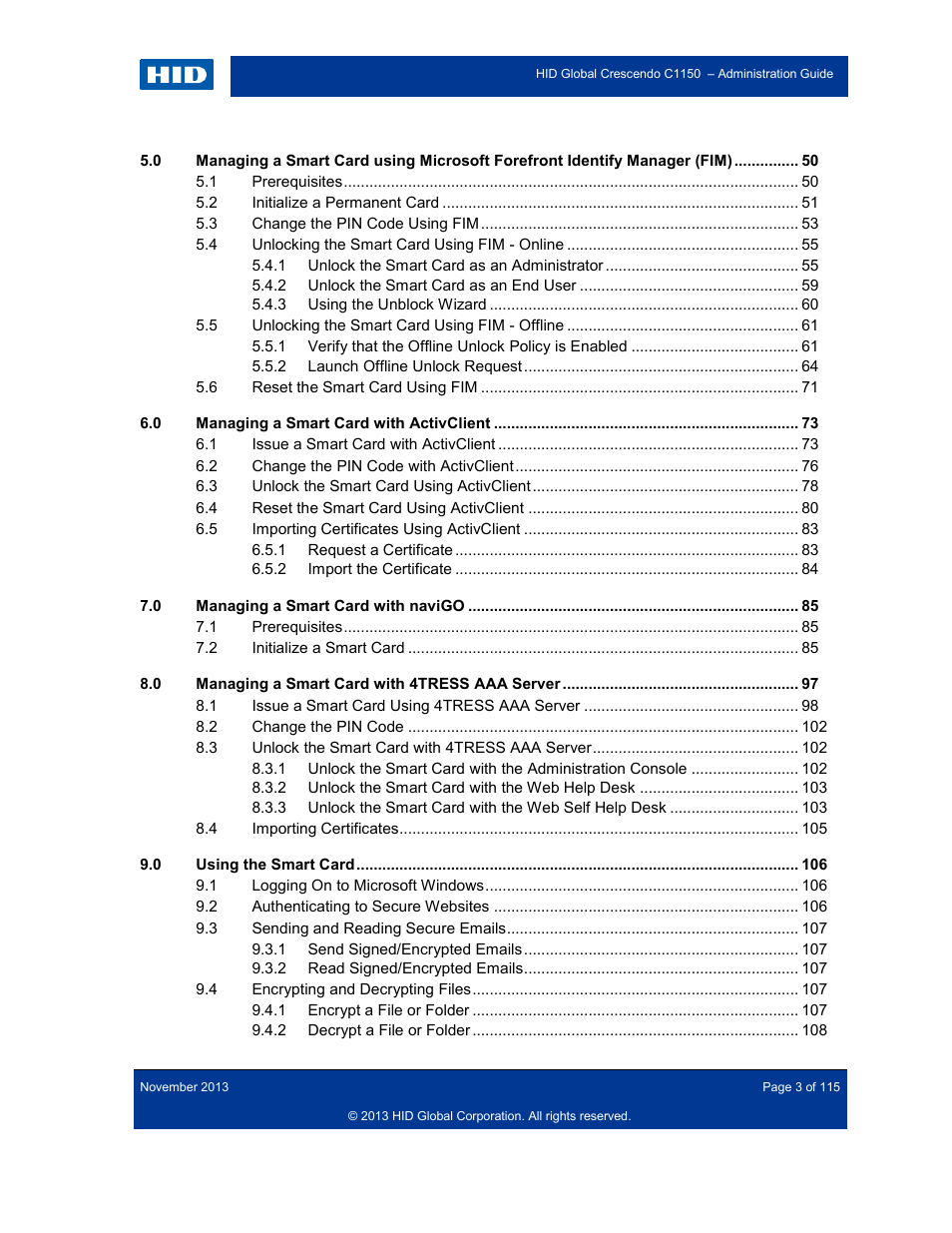 HID Crescendo C1150 Administration Guide User Manual | Page 3 / 115