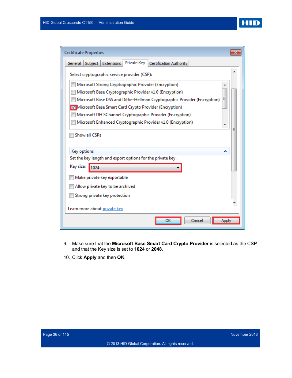 HID Crescendo C1150 Administration Guide User Manual | Page 36 / 115