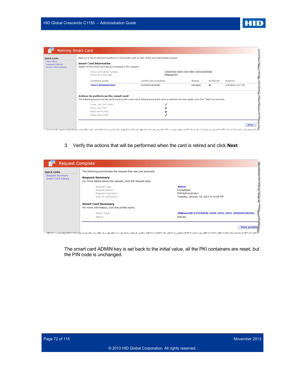 HID Crescendo C1150 Administration Guide User Manual | Page 72 / 115