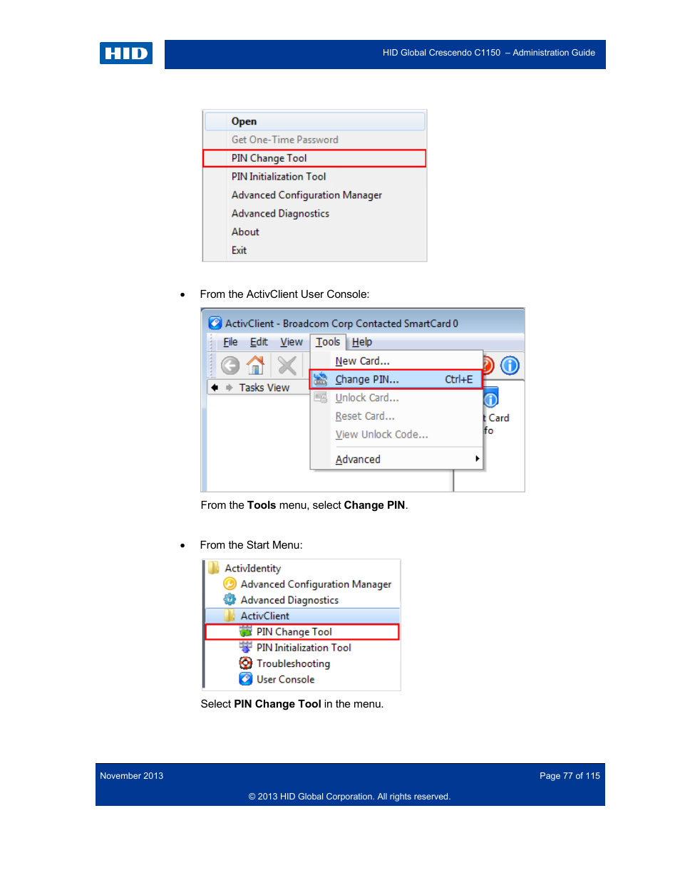 HID Crescendo C1150 Administration Guide User Manual | Page 77 / 115