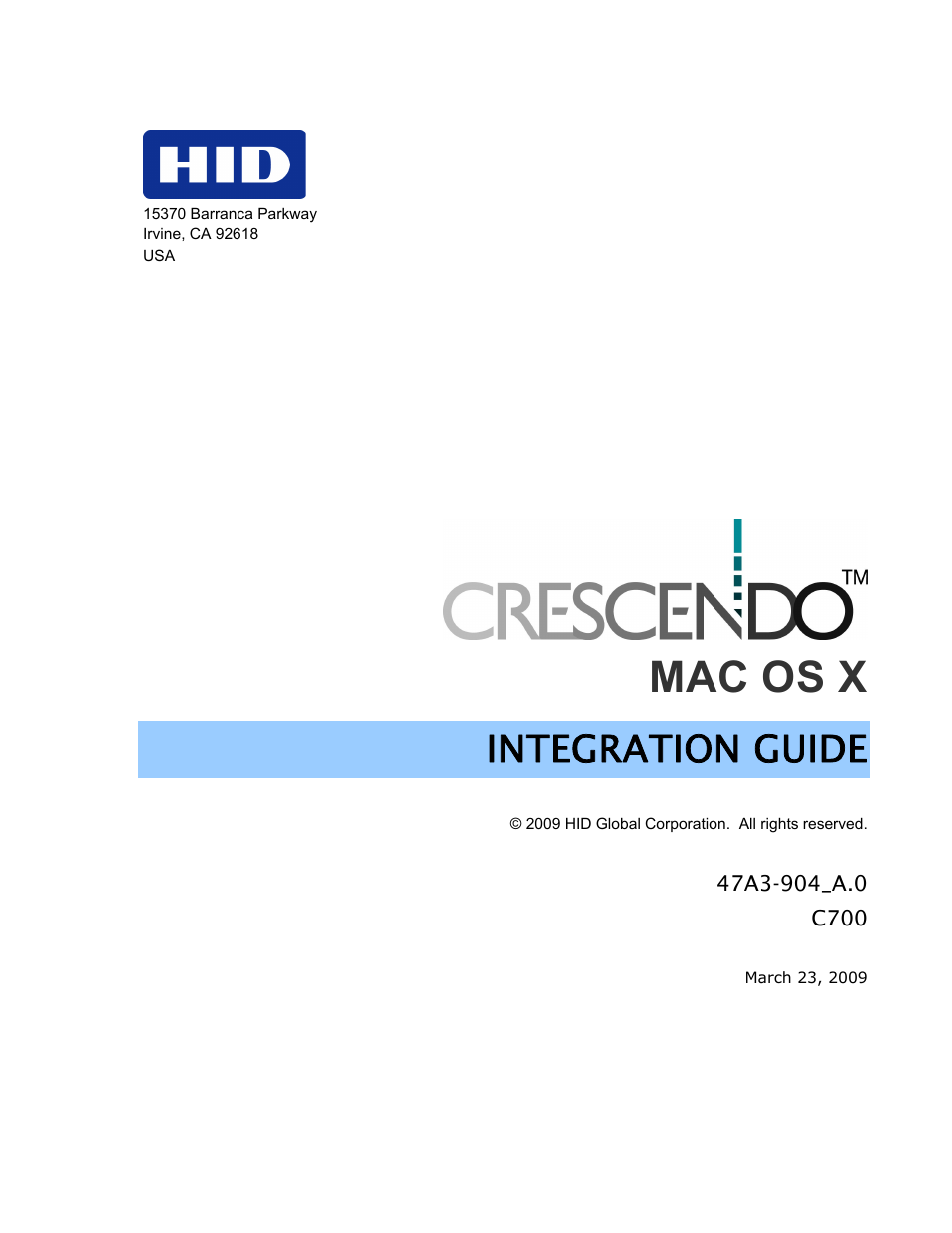 HID Crescendo Mac OSX User Manual | 16 pages