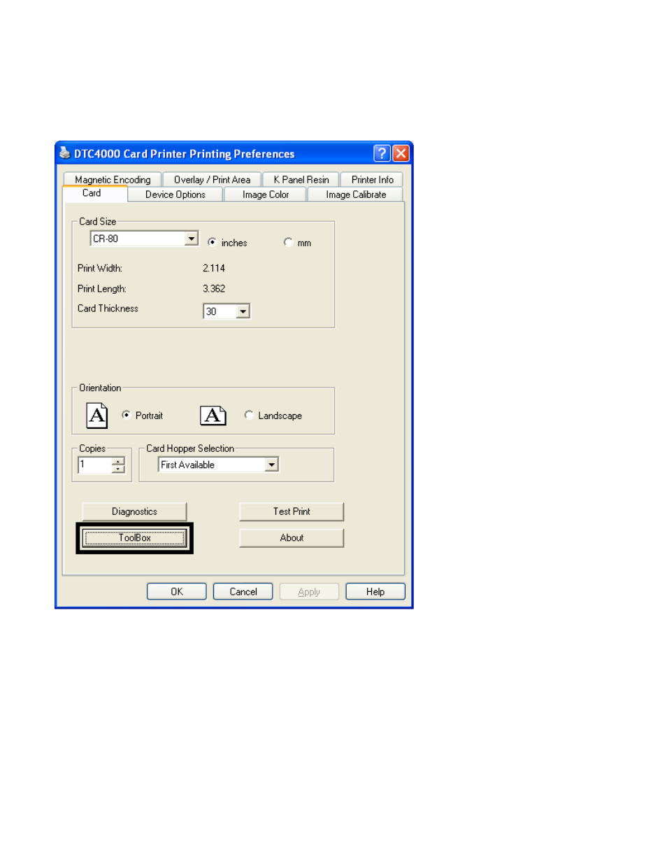 Using the toolbox options | HID DTC1000/4000 User Guide User Manual | Page 40 / 123