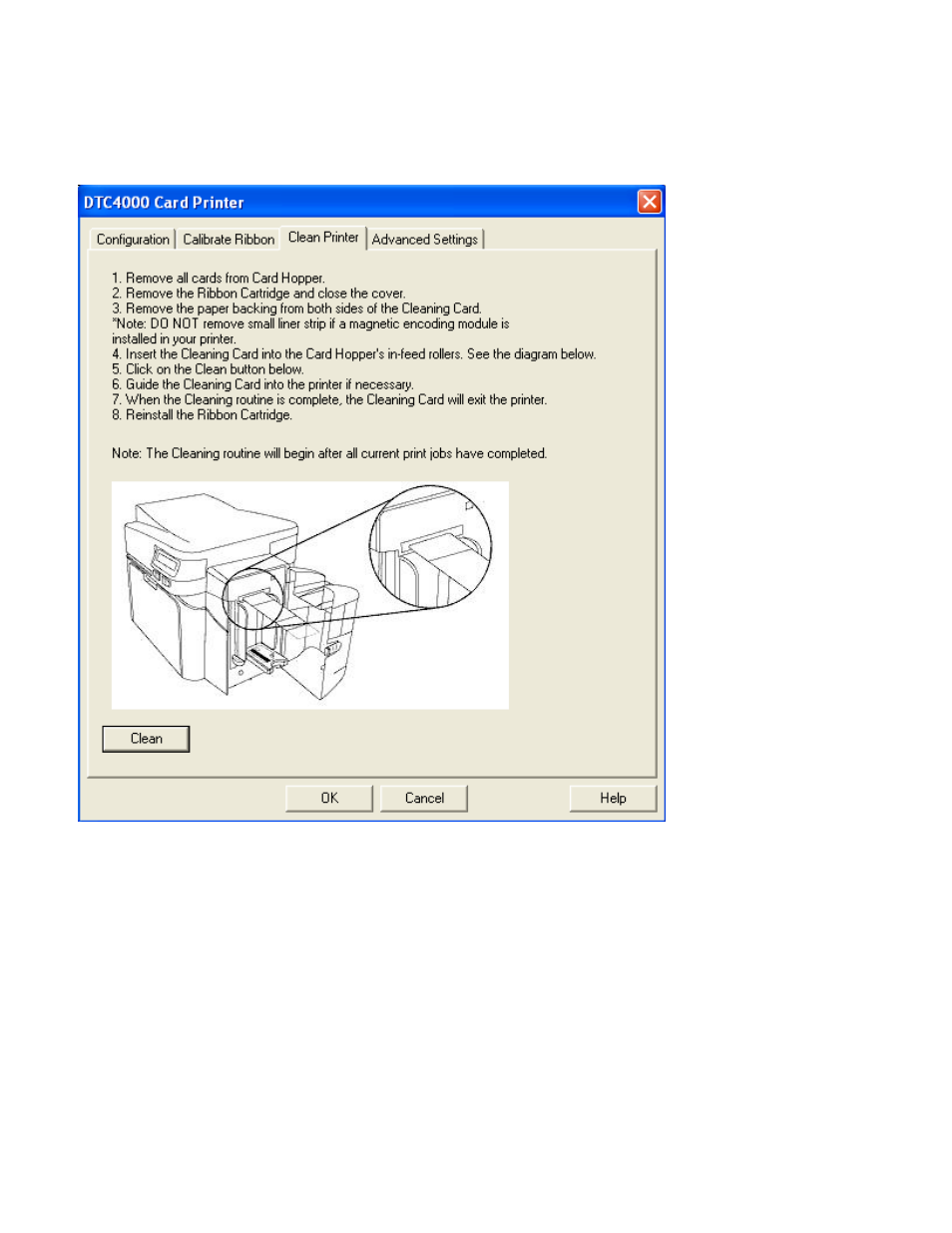Using the clean printer tab ( continued) | HID DTC1000/4000 User Guide User Manual | Page 44 / 123