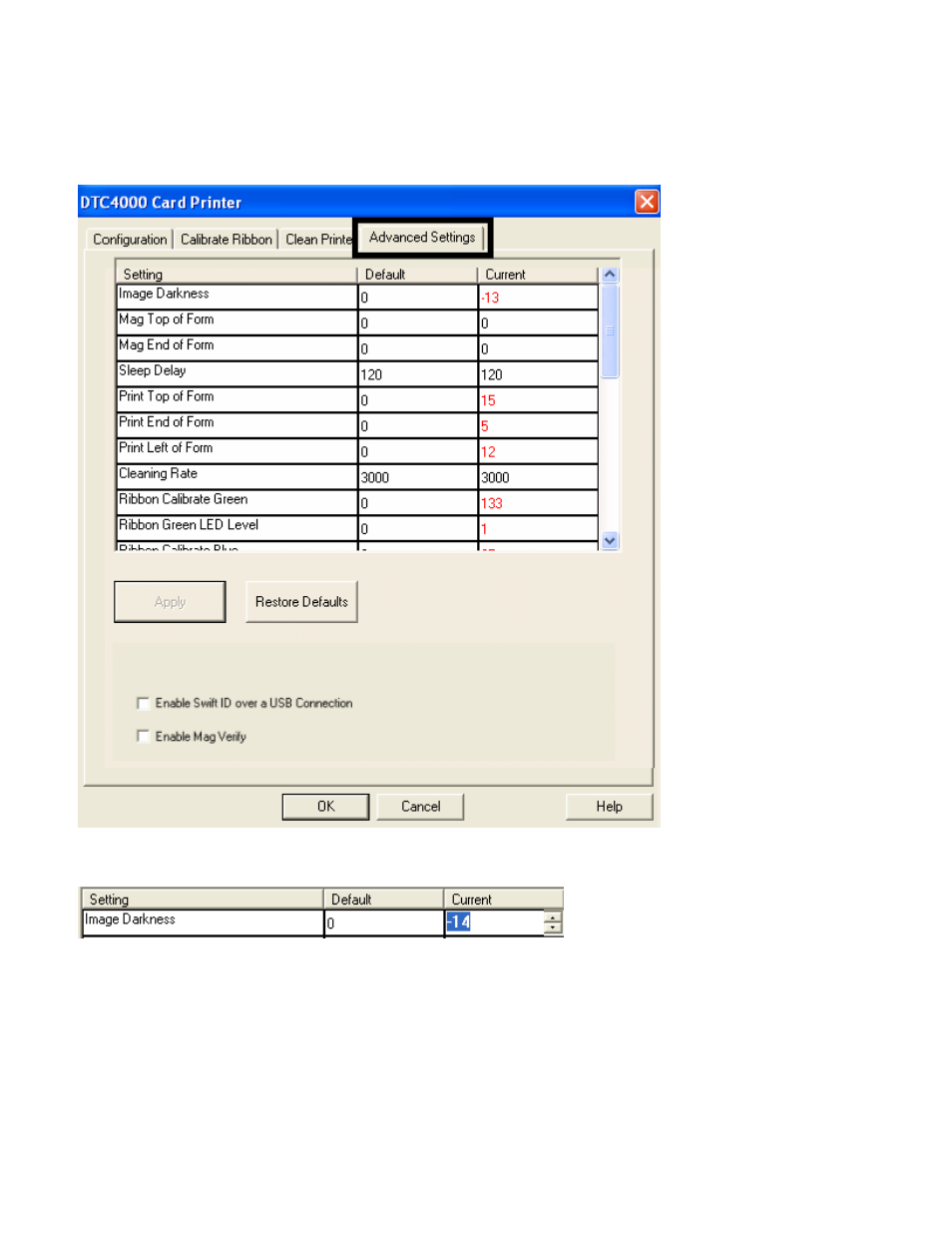 Using the advanced settings tab | HID DTC1000/4000 User Guide User Manual | Page 46 / 123