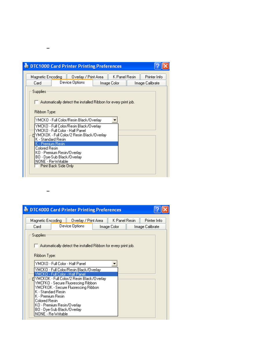 Using the device options tab | HID DTC1000/4000 User Guide User Manual | Page 56 / 123