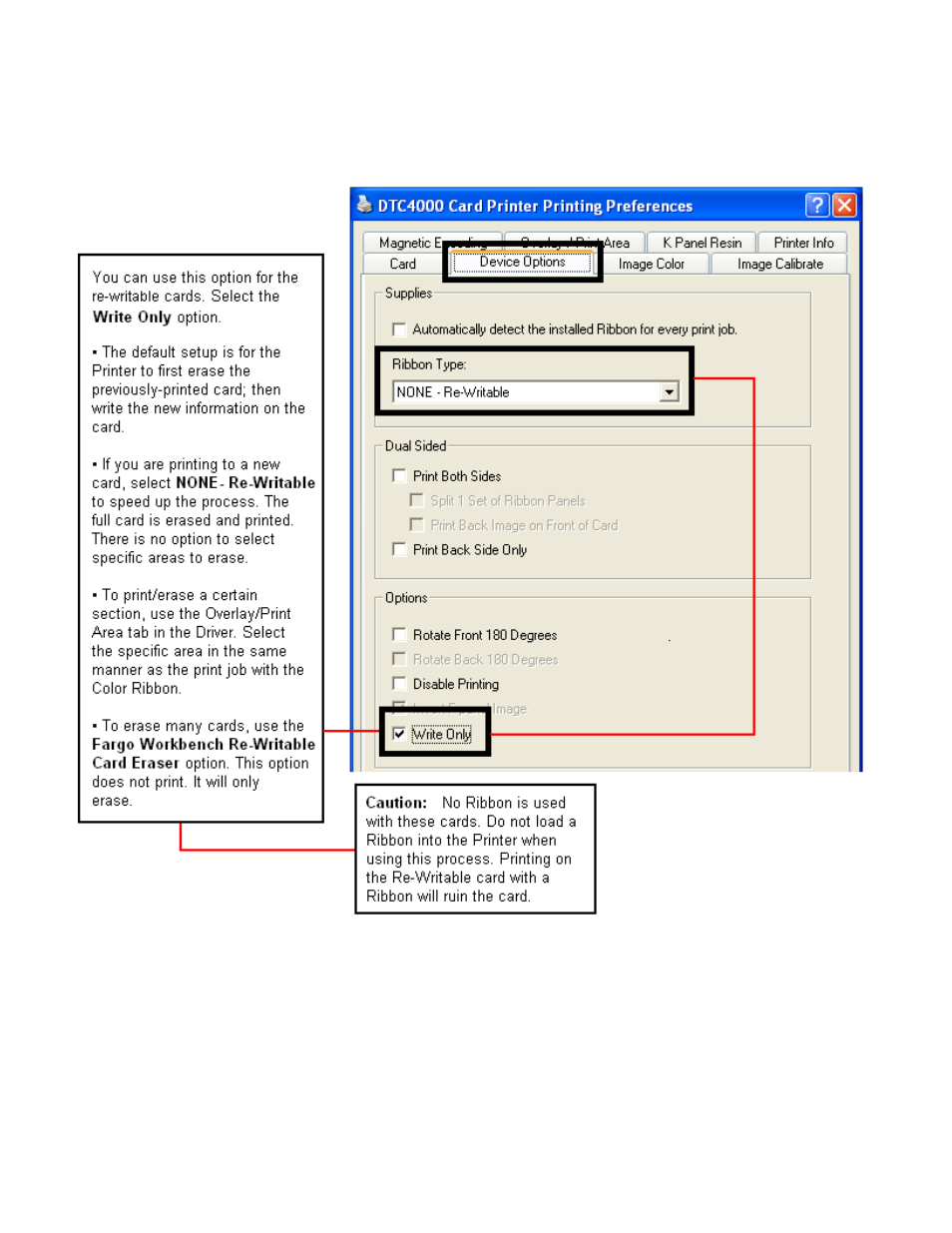 Using the device options tab | HID DTC1000/4000 User Guide User Manual | Page 57 / 123