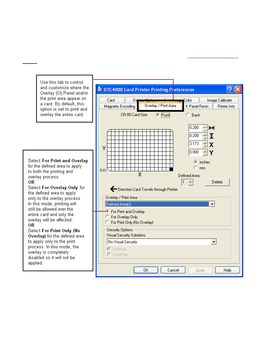 Using the overlay / print area tab | HID DTC1000/4000 User Guide User Manual | Page 71 / 123