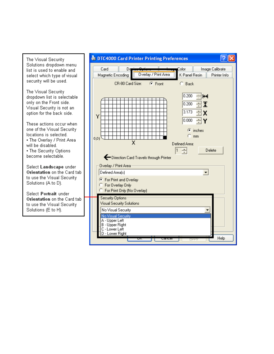 Using the overlay / print area tab | HID DTC1000/4000 User Guide User Manual | Page 73 / 123