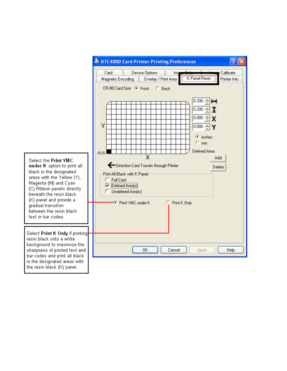 Using the k panel resin tab | HID DTC1000/4000 User Guide User Manual | Page 76 / 123