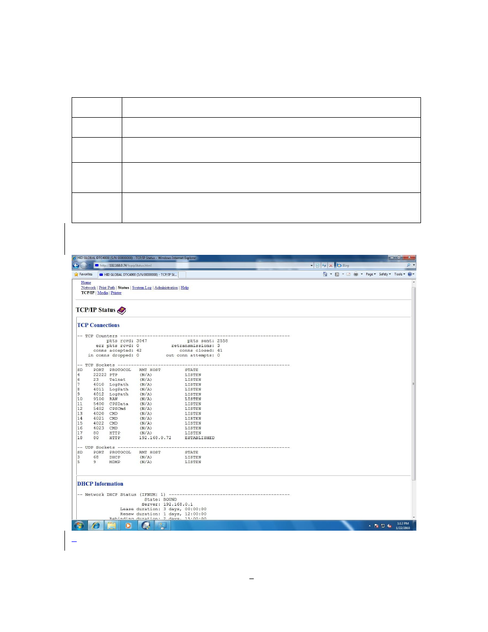 Using the tcp/ip status web page | HID DTC1000/4000/4500 Ethernet User Guide User Manual | Page 29 / 59