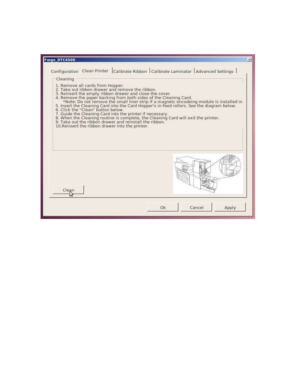 Clean printer tab | HID DTC1000/4000/4500 Toolbox User Guide User Manual | Page 12 / 19