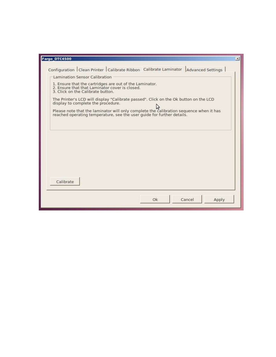 Calibrate lamination tab | HID DTC1000/4000/4500 Toolbox User Guide User Manual | Page 14 / 19