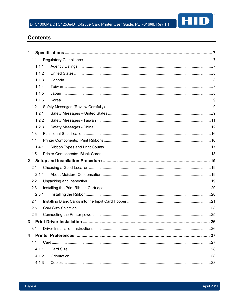 HID DTC1250e/DTC1000Me/DTC4250e User Guide User Manual | Page 4 / 80