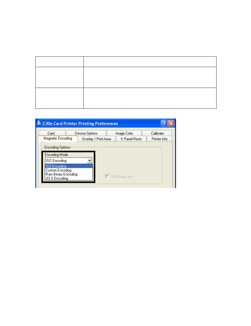 Using the encoding mode dropdown list, Using the encoding mode dropdown list -39 | HID DTC400E/C30E/M30E User Guide User Manual | Page 163 / 284