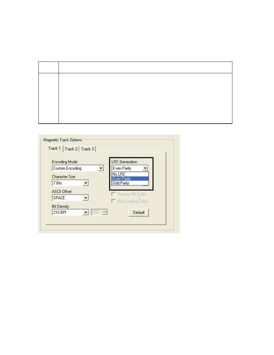 Using the lrc generation dropdown list, Using the lrc generation dropdown list -52 | HID DTC400E/C30E/M30E User Guide User Manual | Page 176 / 284