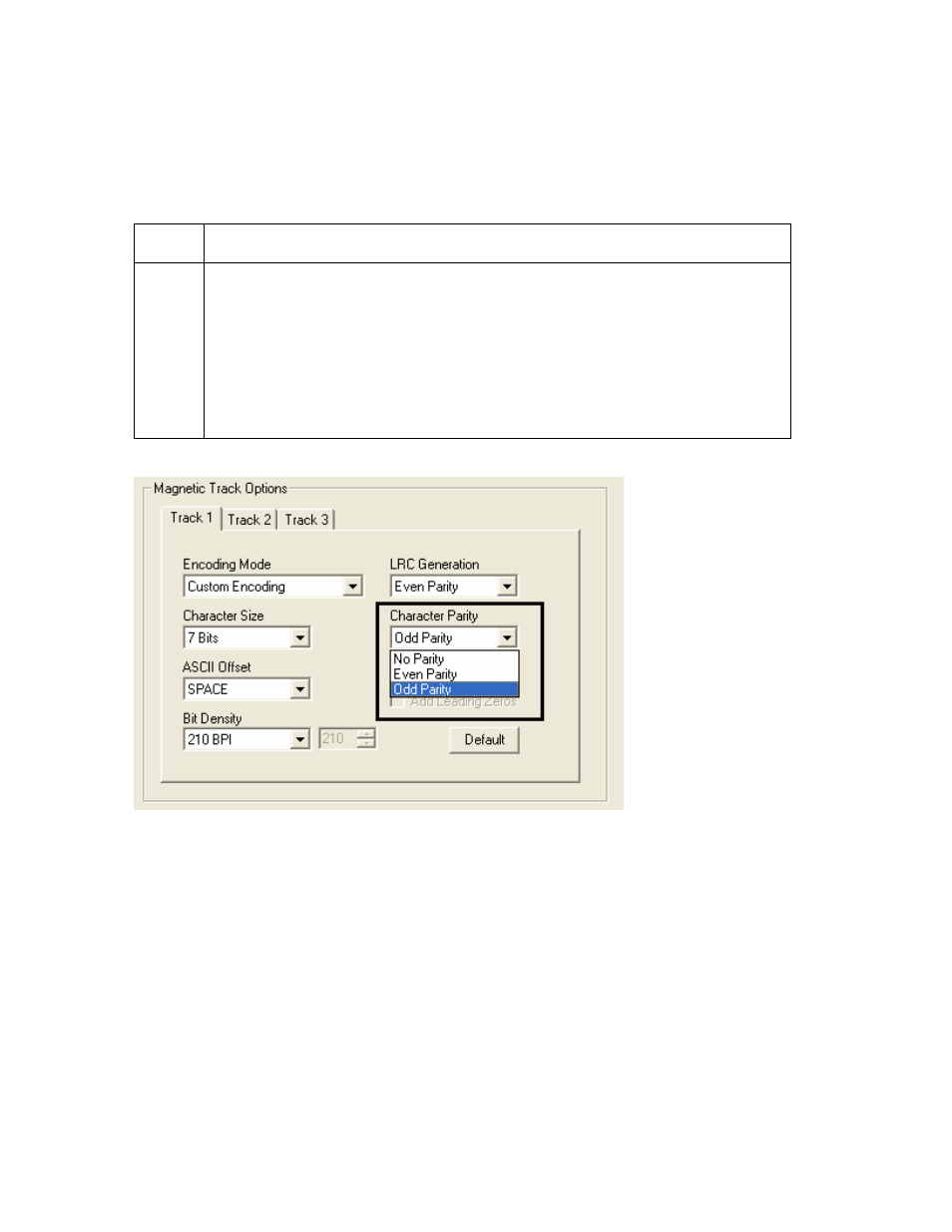 Using the character parity dropdown list, Using the character parity dropdown list -53 | HID DTC400E/C30E/M30E User Guide User Manual | Page 177 / 284