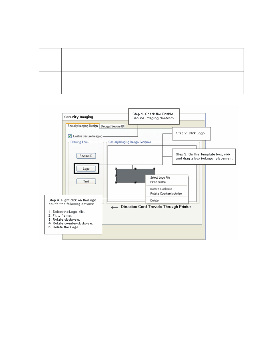 Changing the logo properties, Changing the logo properties -7 | HID DTC400E/C30E/M30E User Guide User Manual | Page 245 / 284