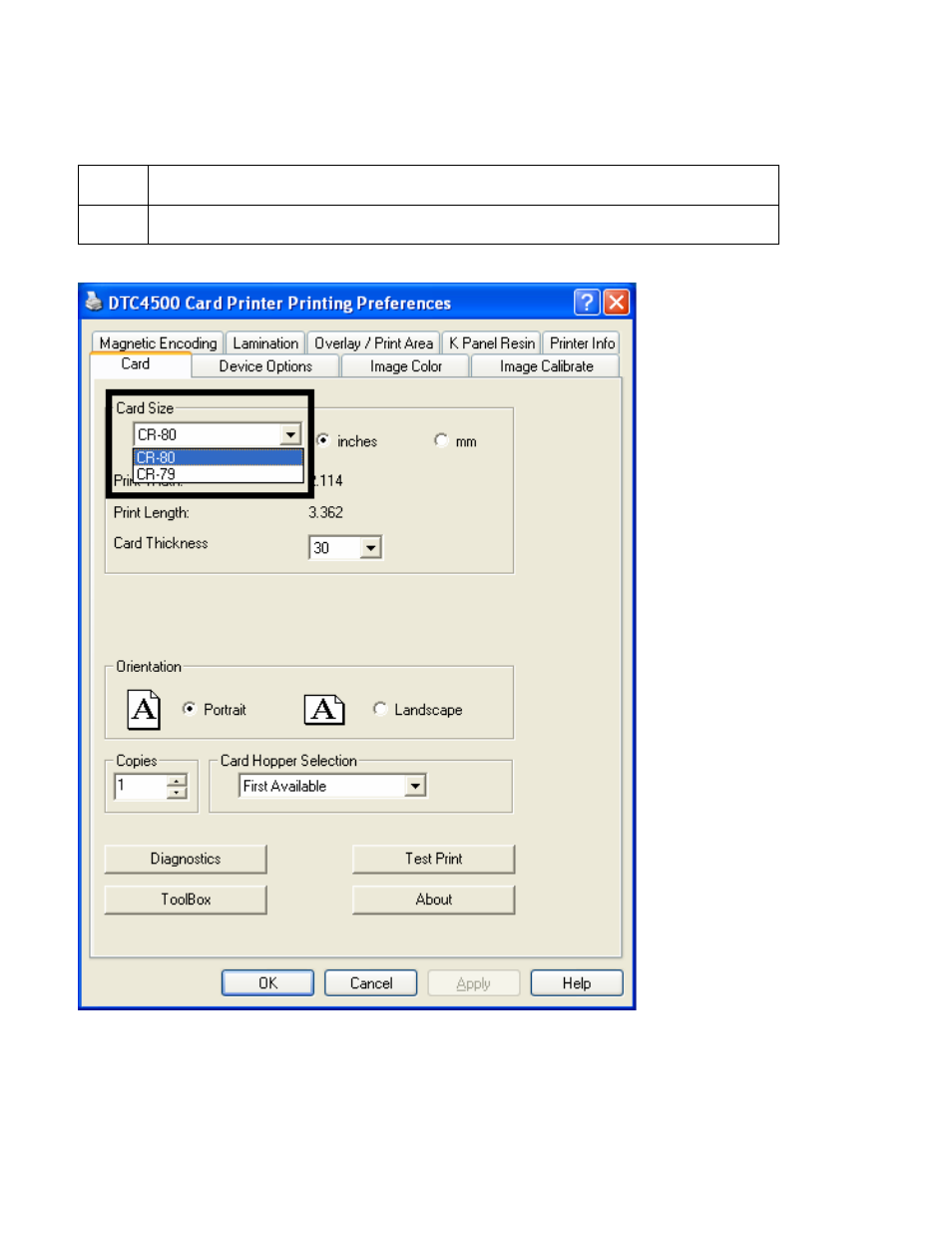 Setting the card size for cr79 and cr80 | HID DTC4500 User Guide User Manual | Page 26 / 140