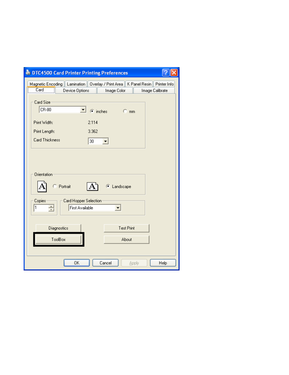 Using the toolbox options | HID DTC4500 User Guide User Manual | Page 40 / 140