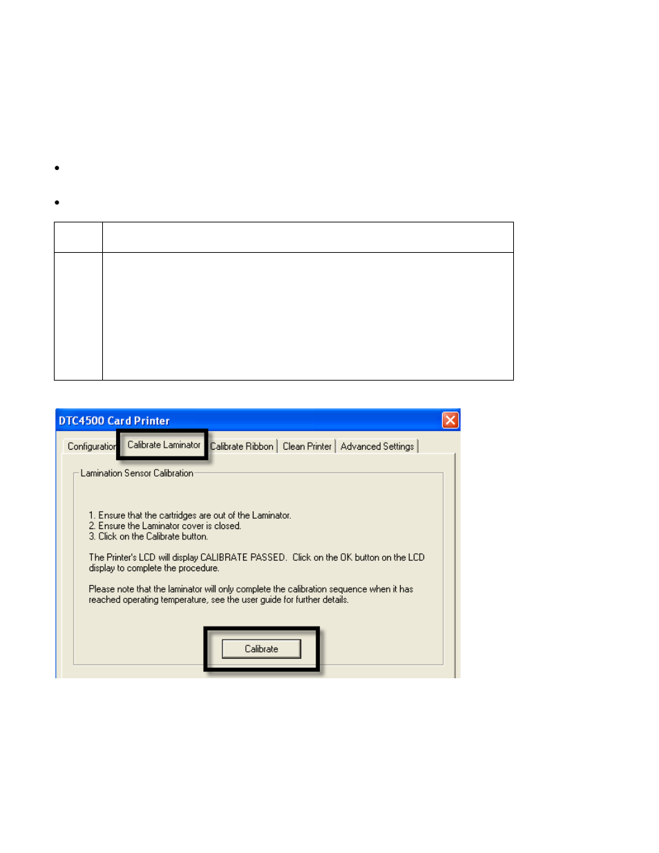 Selecting the calibrate laminator tab | HID DTC4500 User Guide User Manual | Page 42 / 140