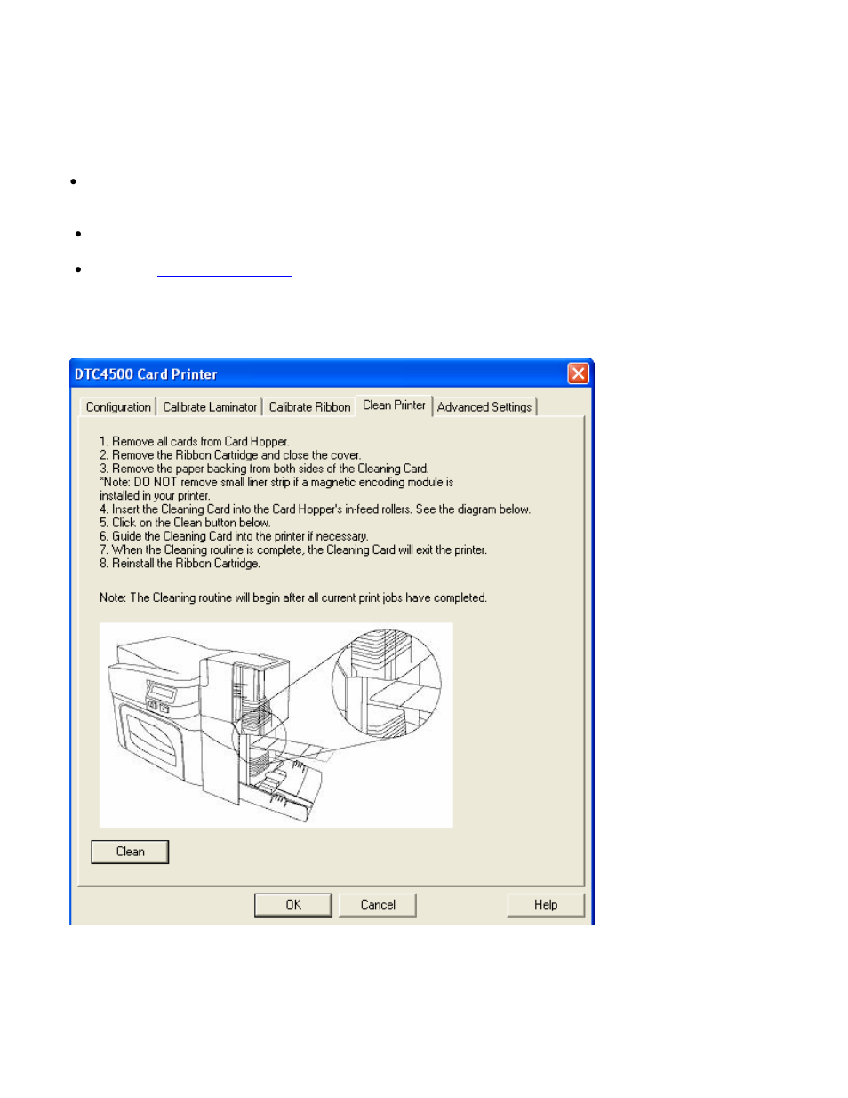 Selecting the clean printer tab | HID DTC4500 User Guide User Manual | Page 44 / 140