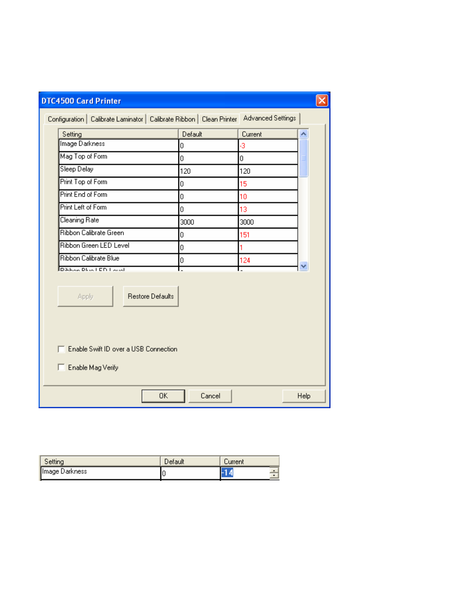 Selecting the advanced settings tab | HID DTC4500 User Guide User Manual | Page 46 / 140