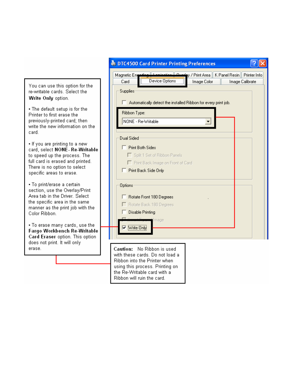 Using the device options tab | HID DTC4500 User Guide User Manual | Page 56 / 140