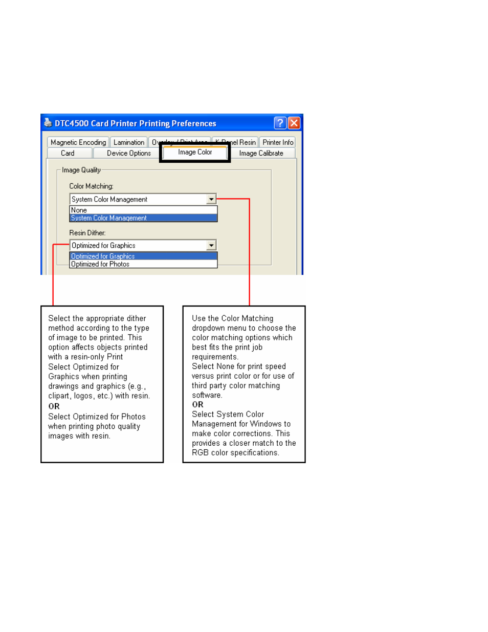 Using the image color tab | HID DTC4500 User Guide User Manual | Page 57 / 140